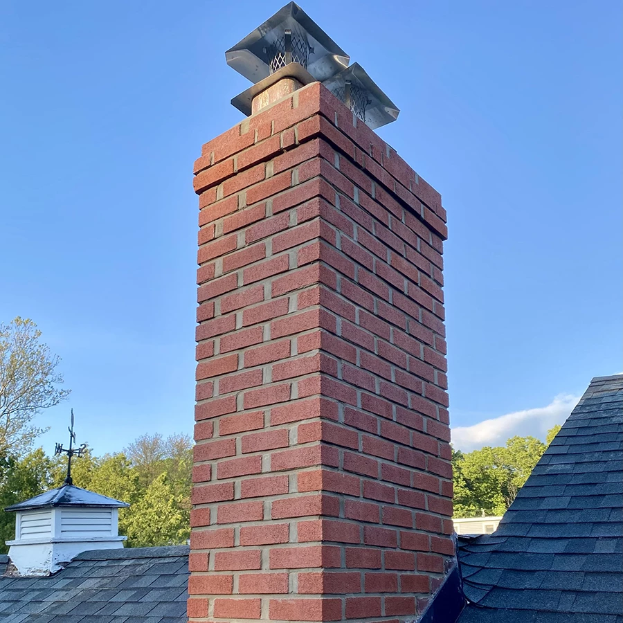 Chimney masonry rebuild in progress, San Antonio